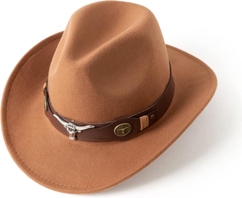 Gossifan Classic Womens Western Cowboy Cowgirl Hats with Wide Belt - Image 2